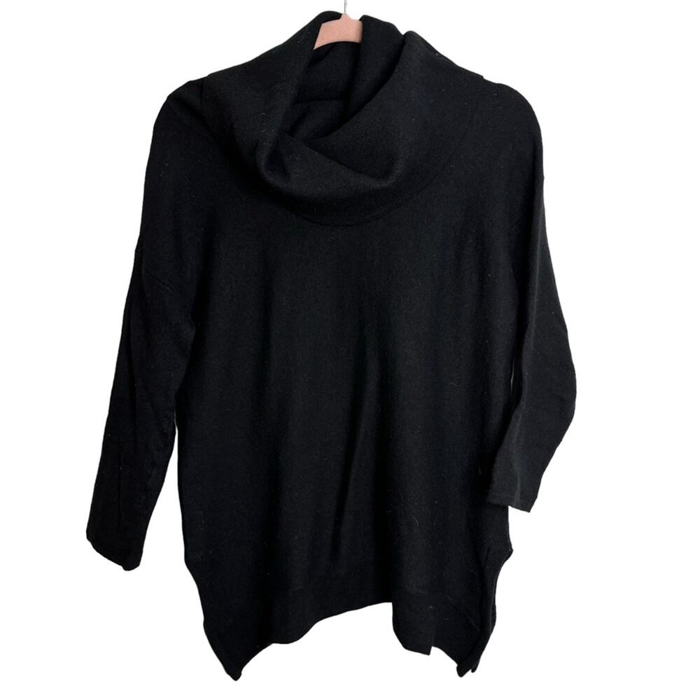 Tahari Extra Fine Merino Wool Black Cowl Neck Sweater Sz Small